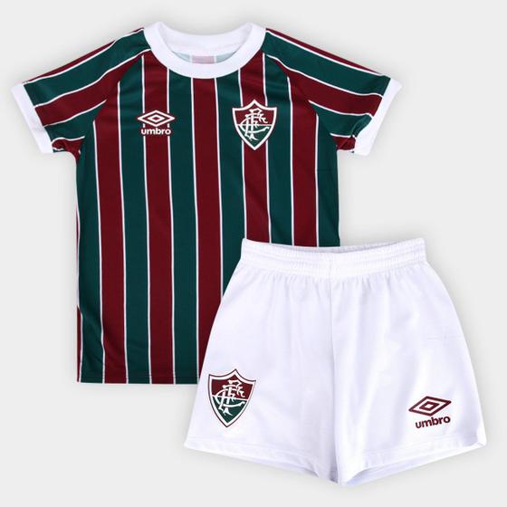 Imagem de Kit Camisa Fluminense I Infantil 23/24 s/n Torcedor Umbro + Calção Infantil