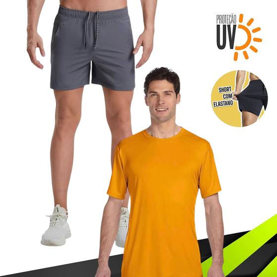 Imagem de Kit Camiseta Academia Fitness Corrida PROTEÇÃO SOLAR UV SOLAR MC + Shorts Tactel ELASTANO 711