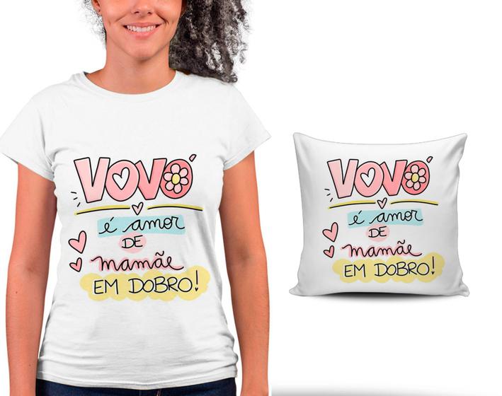 Imagem de Kit Camiseta +  Capa para Almofada Dia Das Mães Presente Melhor AVÓ Homenagem Tema VOVÓ