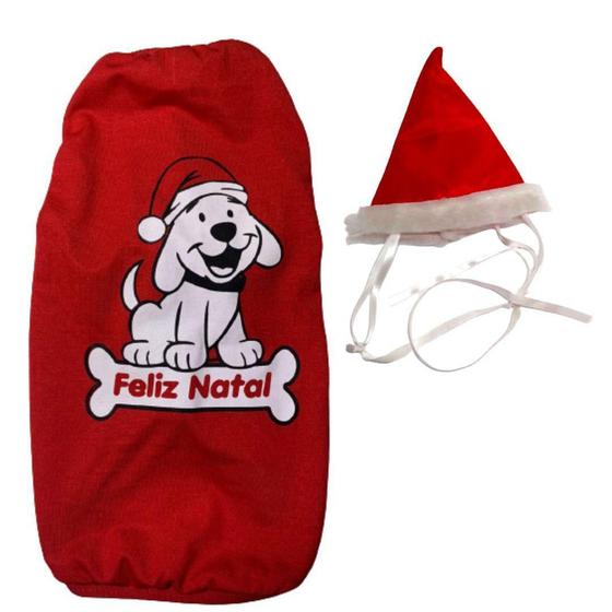 Imagem de Kit Camiseta Dog E Gorrinho De Natal Para Cães E Gatos - Egg
