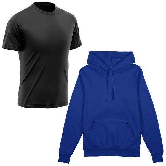 Imagem de Kit Camiseta Dry Academia Treino + Moletom Com Capuz Masculino