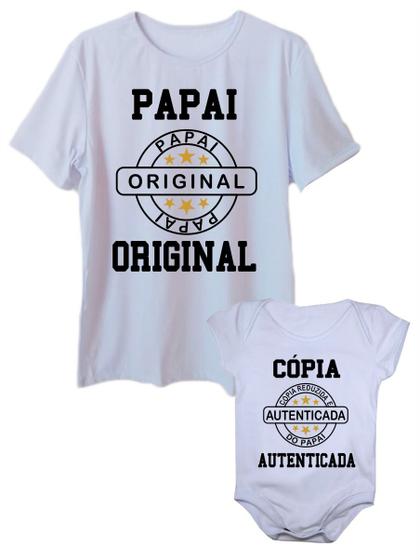 Kit Camiseta e Body de Bebê Tal Pai Tal Filho Papai Plus Size Menor preço em Kit Camiseta e Body de Bebê Tal Pai Tal Filho Papai Plus Size