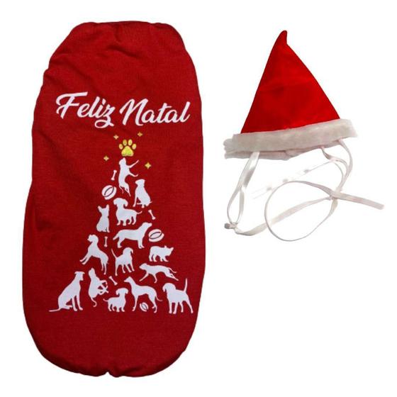 Imagem de Kit Camiseta E Gorrinho De Natal Para Cães E Gatos Egg