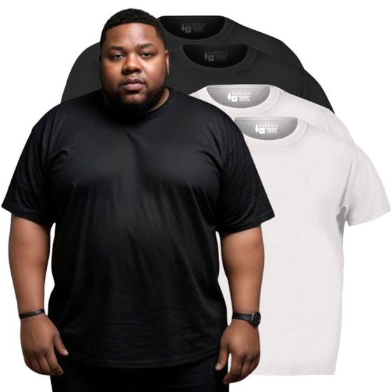 Imagem de Kit Camiseta Masculina Plus Size Lisa 100% Algodão Gola Redonda Confortável G1 a G4