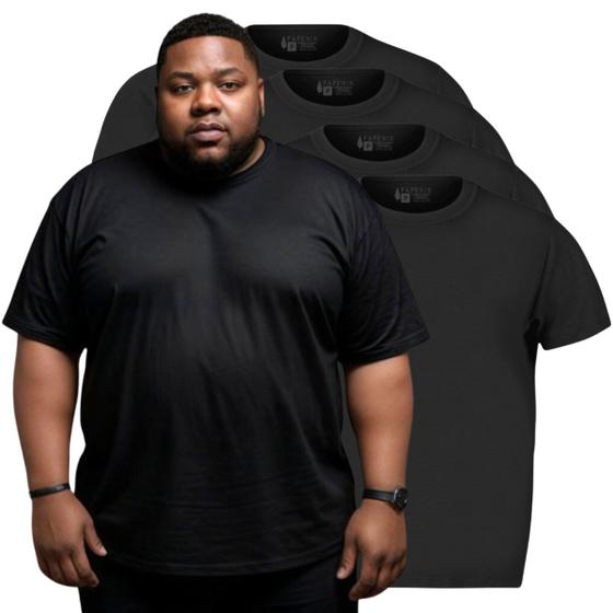 Imagem de Kit Camiseta Masculina Plus Size Lisa 100% Algodão Gola Redonda Confortável G1 a G4