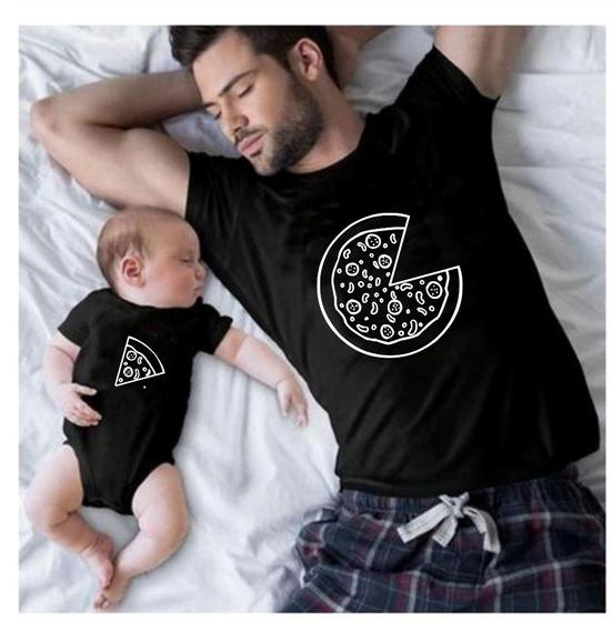 Imagem de Kit Camiseta Pai Filho Filha pedaço pizza