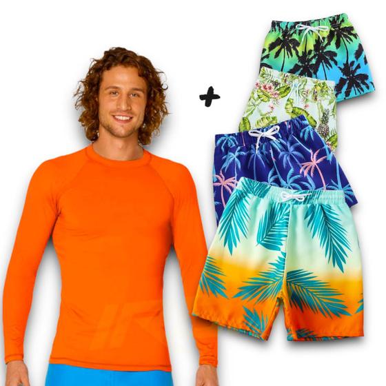 Imagem de Kit Camiseta Proteção Solar UV + Short Praia Masculino PLT 375