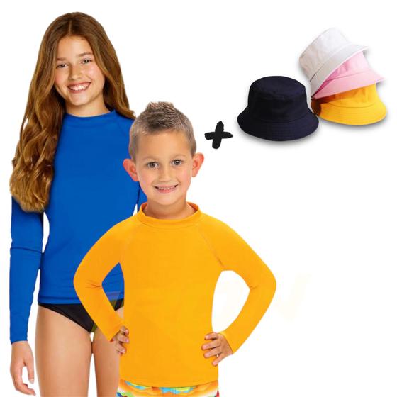 Imagem de Kit Camiseta Proteção UV Solar + Chapéu Bucket Verão INFANTIL PLT 366