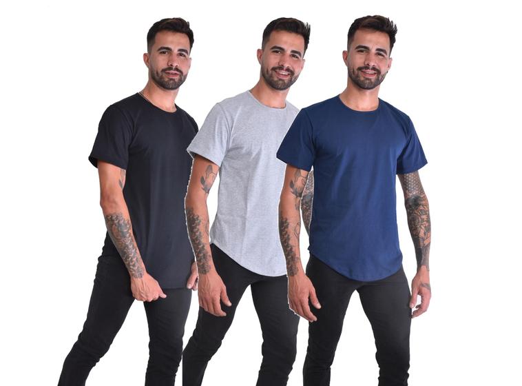 Imagem de Kit Camisetas Longline Academia Algodão Oversize 