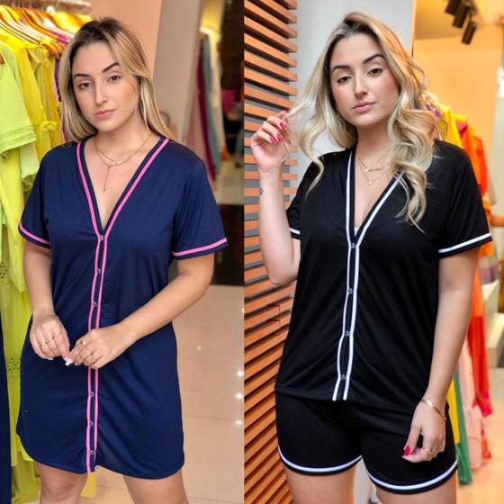 Imagem de Kit Camisola e Pijama aberto com botões, baby doll blogueira americano e camisola, cirúrgico / gestação / amamentação