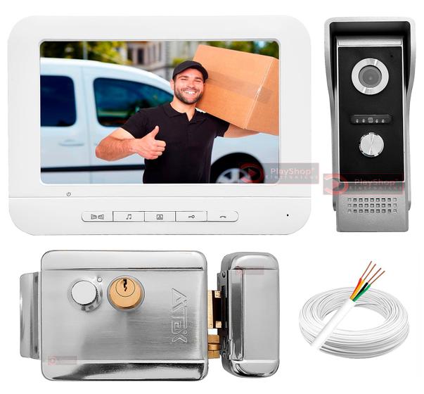 Kit Campainha Camera Visão Noturna HD Monitor Colorido Video Porteiro