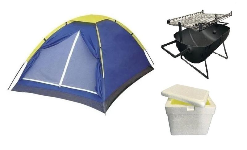 Imagem de Kit Camping Barraca p/ 2+ Churrasqueira + Isopor 18litros