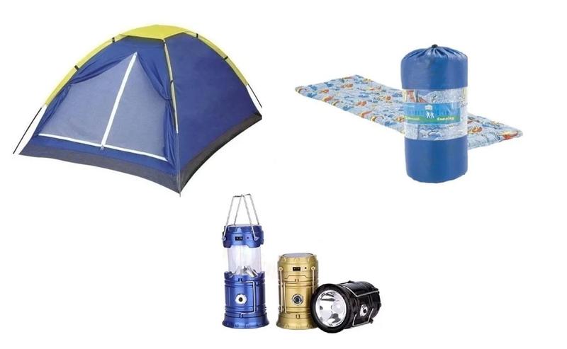 Imagem de Kit Camping Barraca Para 4 pessoas + 2 colchonetes+ Lampião