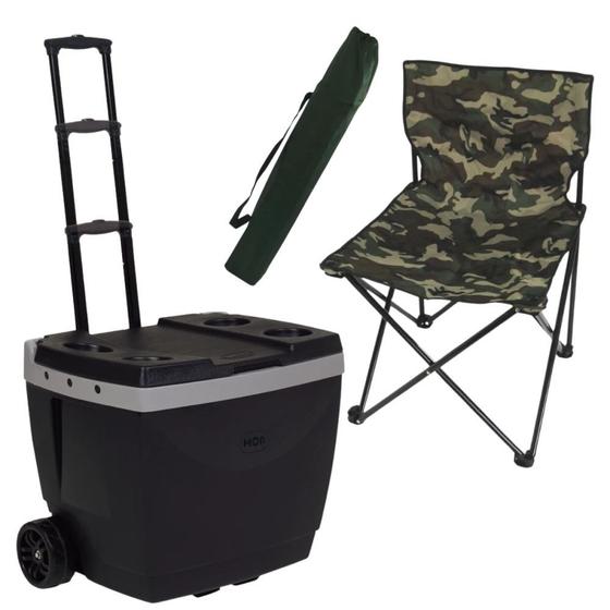 Imagem de Kit Camping e Pesca Cooler 42 L Alca e Rodas + Cadeira Dobravel Araguaia