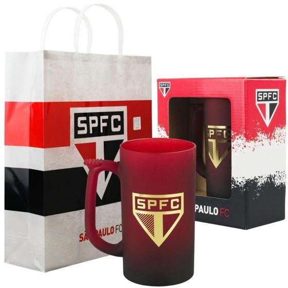 Imagem de Kit Caneca Chopp Degrade Fosco 500Ml + Sacola São Paulo