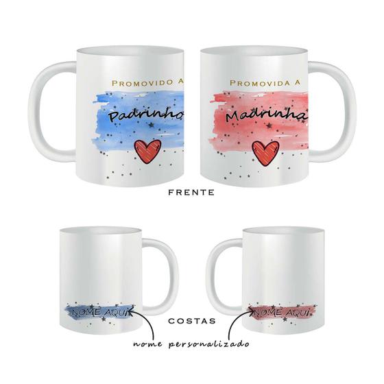 Imagem de Kit Caneca Convite Padrinho e Madrinha Personalizado Nome