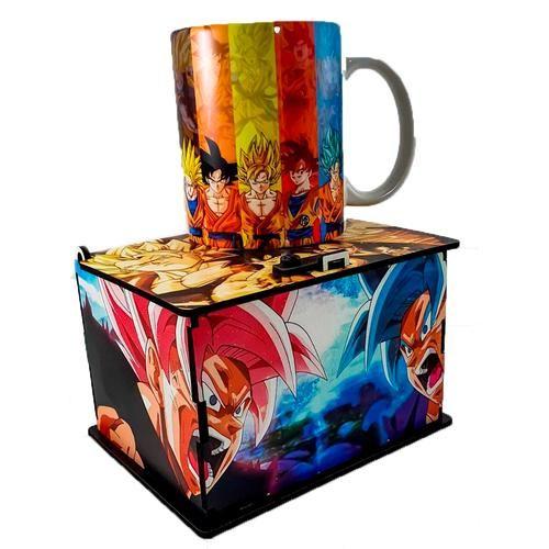 Imagem de Kit Caneca Dragon Ball Z Porcelana Caixa Mdf Para Presente