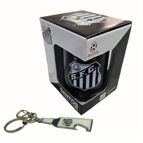 Imagem de Kit Caneca Gel 300ml e Chaveiro Garrafa Oficial Top Times Santos Cód. 2365