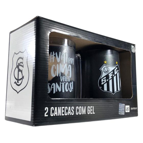 Imagem de Kit Caneca Santos FC Plástico Térmica com Gel Congelante 2 Unidades Oficial Licenciada