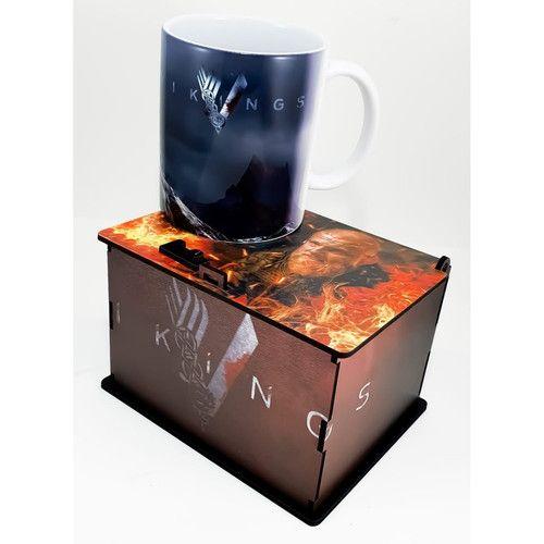 Imagem de Kit Caneca Série Vikings Porcelana + Caixa Mdf Para Presente