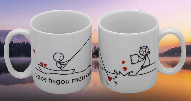 Imagem de Kit Canecas com 2 unidades : Você fisgou meu coração !
