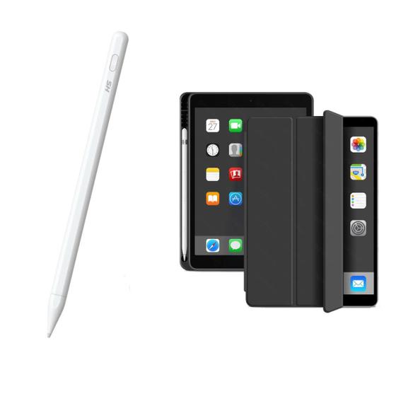 Imagem de Kit Caneta C/ Palm Rejection + Capa p iPad 6 ª ger 9.7" Protetora com Espaço para caneta Anti Impacto Proteção Total Capinha Smart Case Robusta