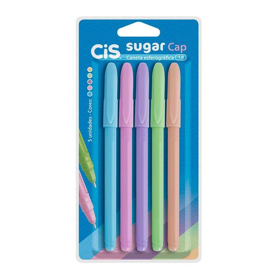 Imagem de Kit Caneta CIS Sugar Cap - 5 Cores Tom Pastel