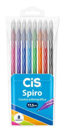 Imagem de Kit Caneta Esferográfica Spiro Clean Cis 07mm com 8 Cores