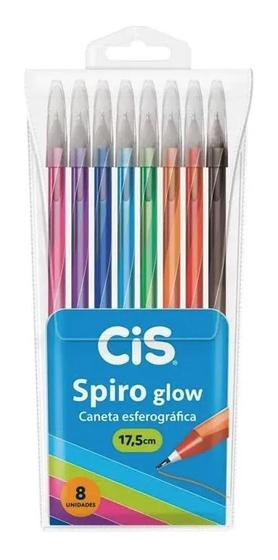 Imagem de Kit Caneta Esferográfica Spiro Glow Cis 0,7mm com 8 Cores