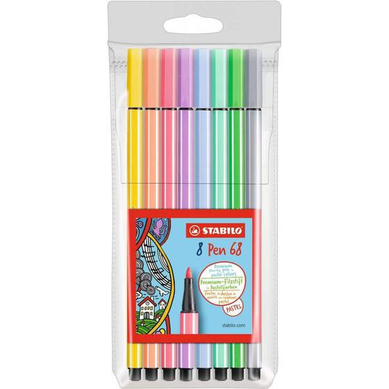 Imagem de Kit Caneta Pen 68 Pastel  Estojo com 8 Cores - Stabilo/ WX Gift