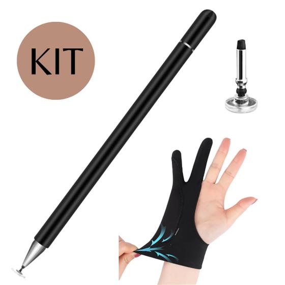 Imagem de Kit Caneta Pencil Touch P Tablet Universal com Luva Palm Rejection E Ponta