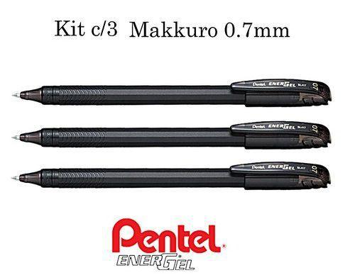 Imagem de Kit Caneta PENTEL EnerGel Makkuro 0.7mm (Preto) - 3 Unidades