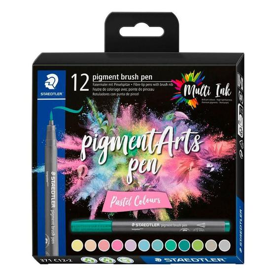 Imagem de Kit Caneta Pigment Brush Pen 12Und Pastel Colours Staedtler