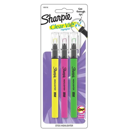 Imagem de Kit caneta sharpie marca texto clear view c/ 3 cores