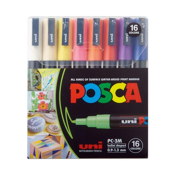 Imagem de Kit Caneta Uni Posca Pc-3m-16c Est C/16