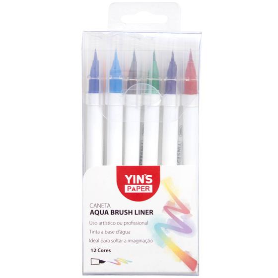 Imagem de Kit Canetas aqua Brush Liner 12 Cores - YP7389 - Yins Paper