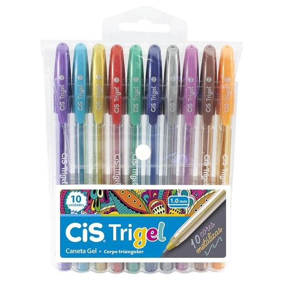 Imagem de Kit Canetas CIS Trigel Metálico 1.0mm - 10 Canetas