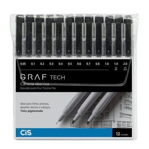 Imagem de KIT CanetaS TécnicaS Graf Tech Estojo Com 12 Pontas - Cis