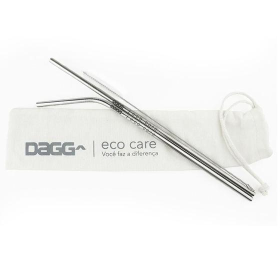 Imagem de Kit Canudos Eco Care De Aço Inox Metal Reutilizável Com Escova Para Limpeza E Ecobag Para Drinks