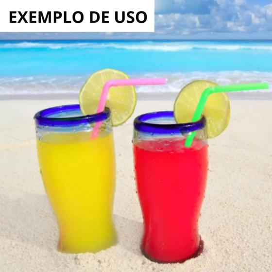 Imagem de Kit Canudos Flexíveis Neon Para Bebidas Copão Balada -Brilha na luz negra- 50/100/150 Unidades