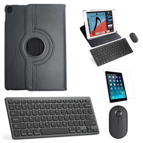 Imagem de Kit Capa 360 Preto / Teclado e Mouse preto e Película para iPad 2020 8a Geração 10.2"