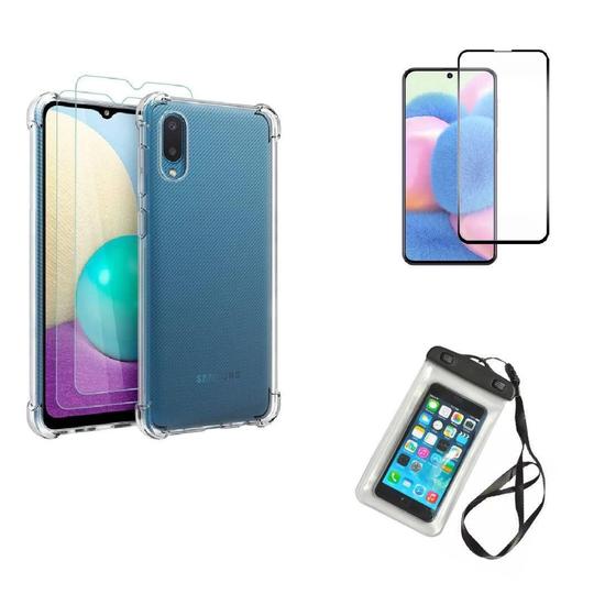 Imagem de Kit Capa a Prova D'água Samsung Galaxy A02 + Película Vidro 3D + Capa