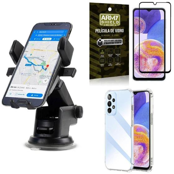 Imagem de Kit Capa A23 4G + Suporte Veicular Ventosa Auto + Película