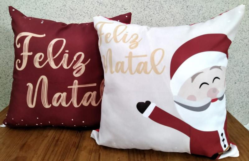 Imagem de Kit Capa Almofada Decorativa Natal 45cm x 45cm 02 Peças