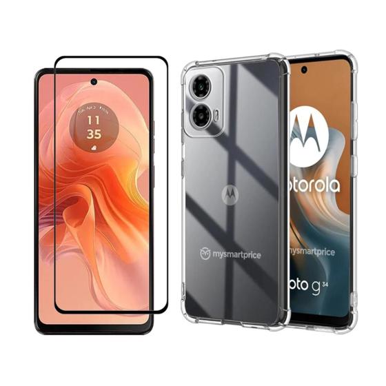 Kit Capa Anti Impacto e Película 3D De Vidro Para Moto G34 Menor preço em Kit Capa Anti Impacto e Película 3D De Vidro Para Moto G34