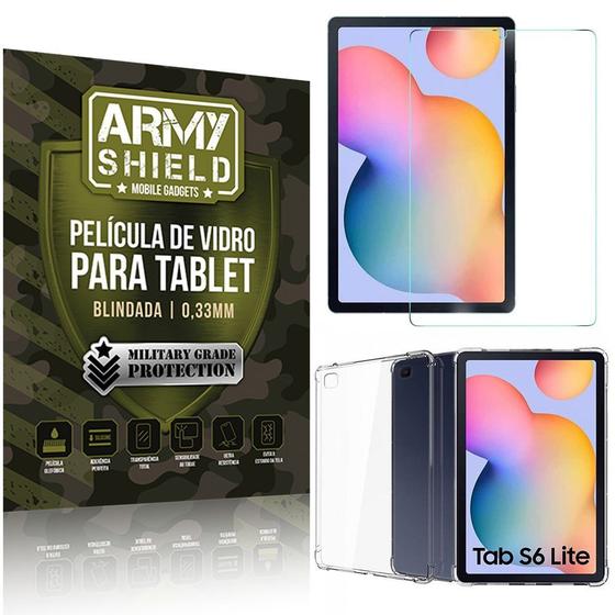 Imagem de Kit Capa Anti Impacto + Película de Vidro Galaxy Tab S6 Lite 10.4 P610 P615 - Armyshield