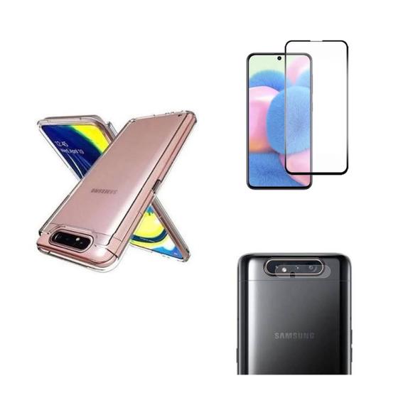 Imagem de Kit Capa Anti Impacto Samsung Galaxy A80 + Película Vidro + Película para Camera