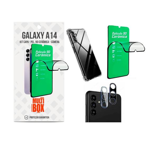 Kit Capa Anti Impactos + Película 9D + Película Câmera Traseira Samsung Galaxy A14 5G Menor preço em Kit Capa Anti Impactos + Película 9D + Película Câmera Traseira Samsung Galaxy A14 5G