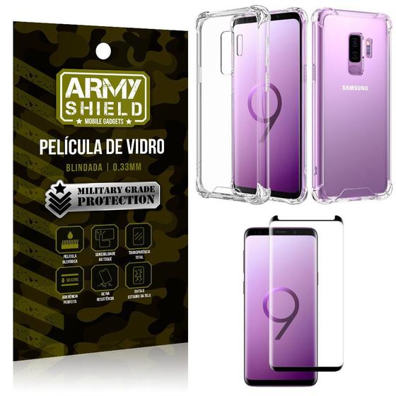Menor preço em Kit Capa Anti Shock + Película Vidro Curva Premium Samsung Galaxy S9 PLUS - Armyshield