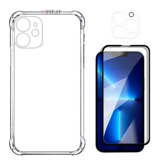 Imagem de Kit Capa Antiqueda Compatível com iPhone 14 Plus + Película de Vidro 3d + Película Lente